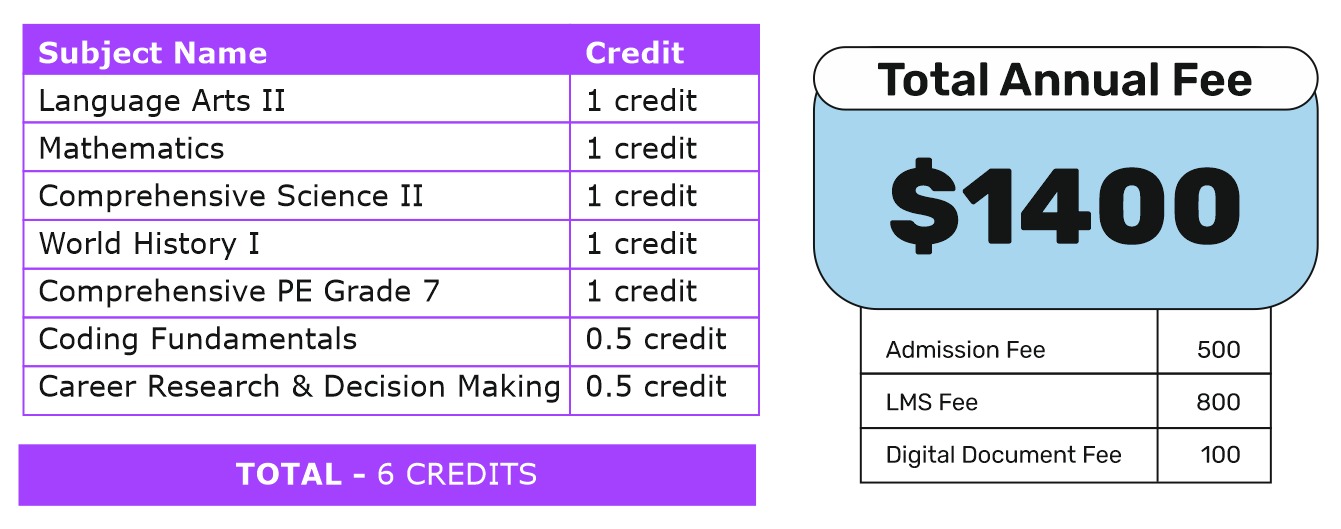 Fee structure K8 Online School